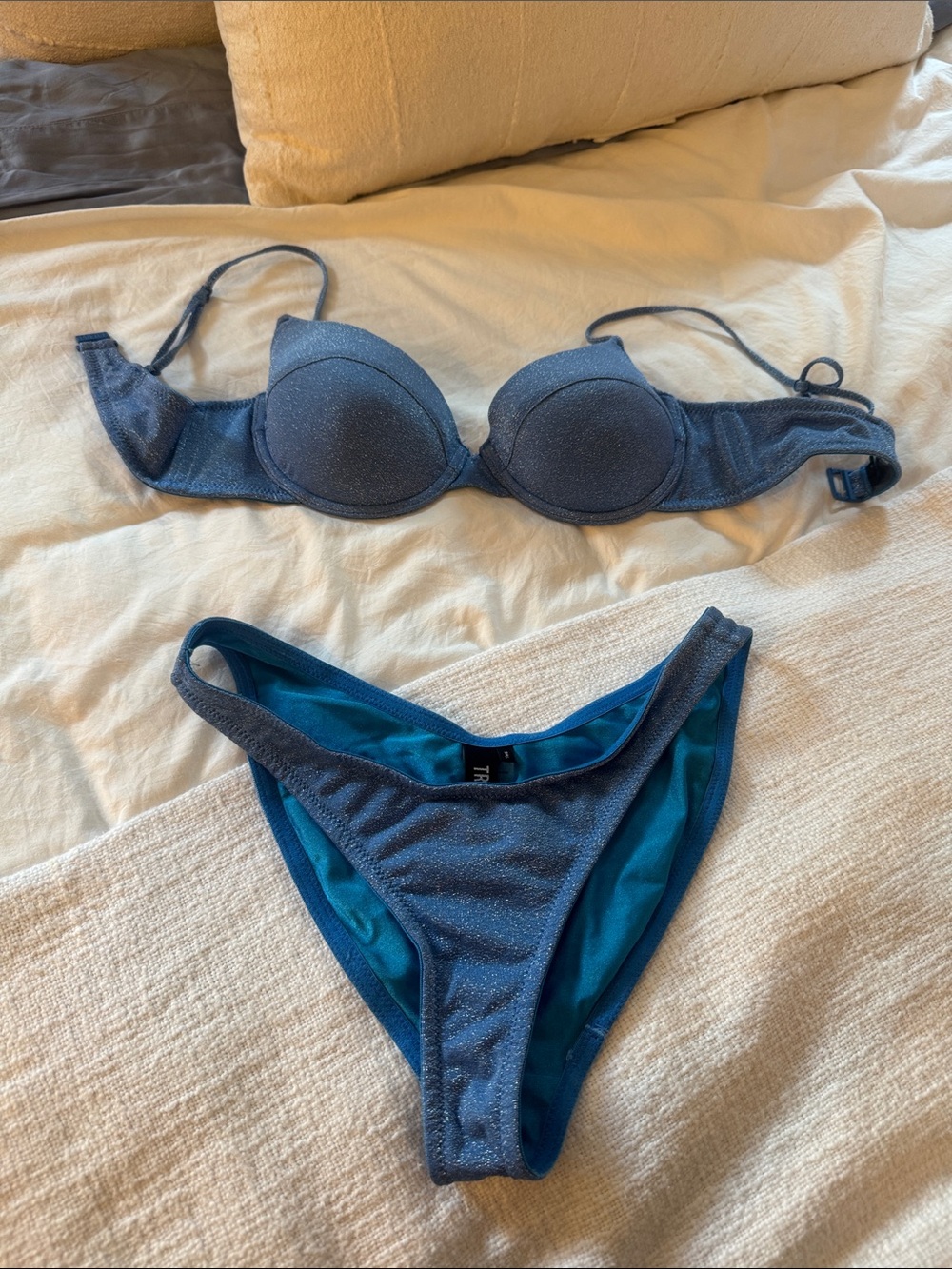 TRIANGL Sparkle Blue Two-Piece Bikini Set